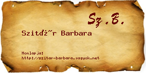 Szitár Barbara névjegykártya